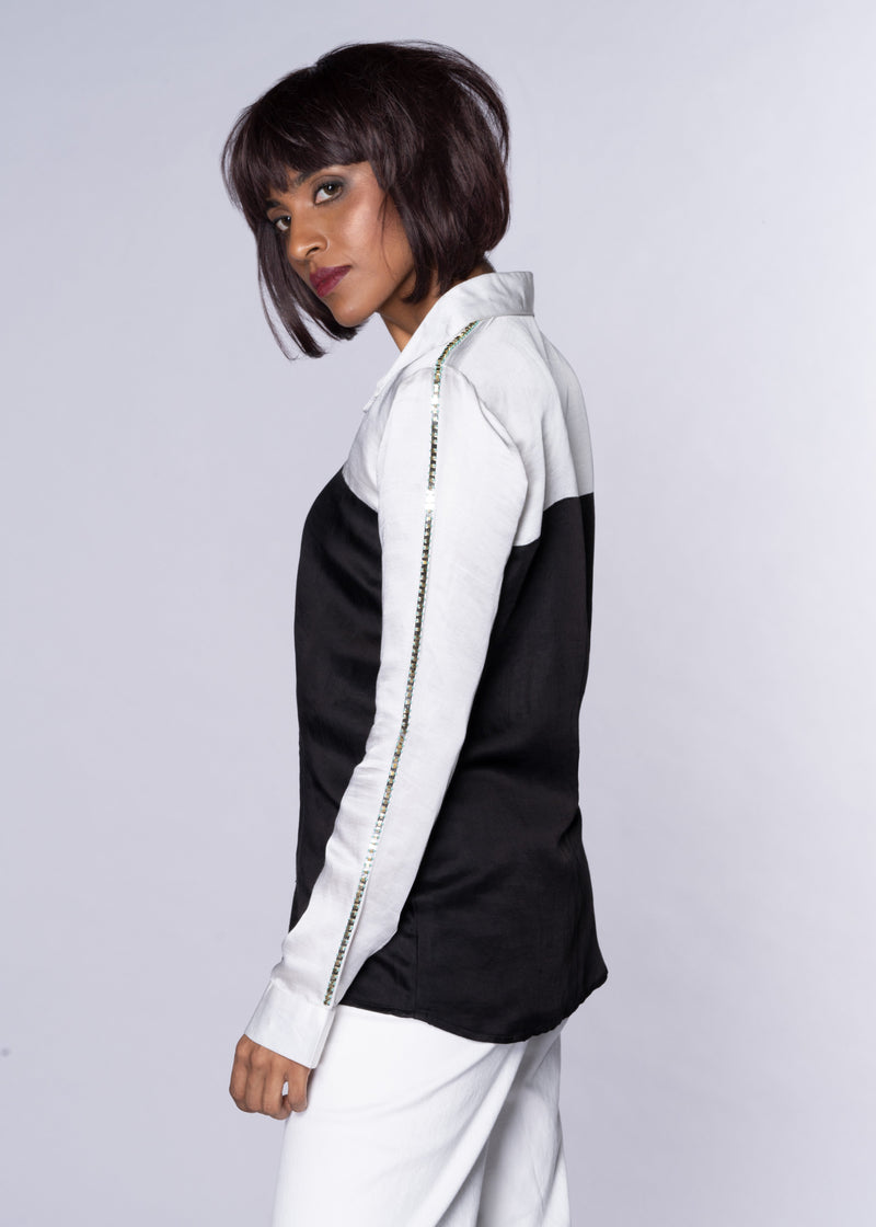 SYMMETRY WHITE BLACK BLOCK SHIRT - Sample Sale