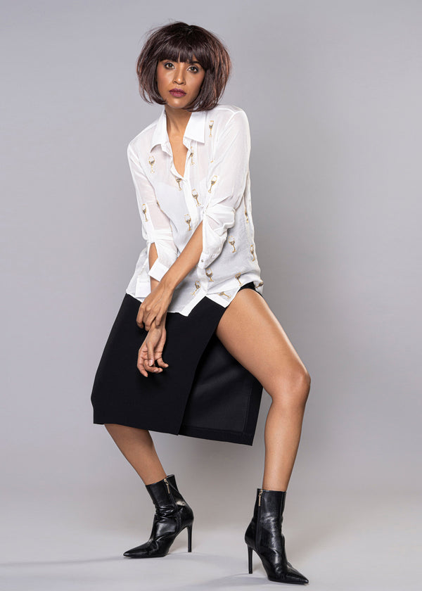 WINE GLASS WHITE SHIRT - Sample Sale
