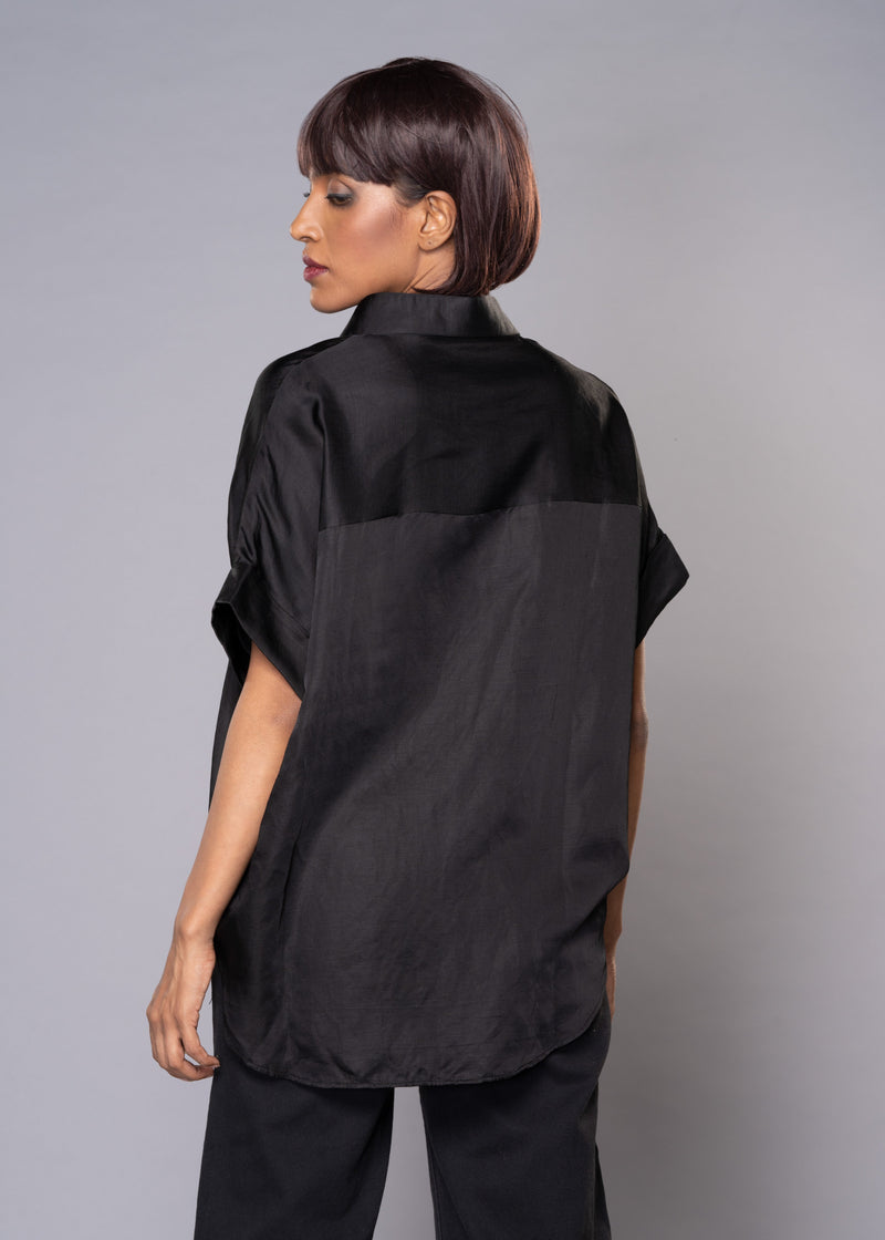 SILVER SPARKLES BLACK SHIRT - Sample Sale