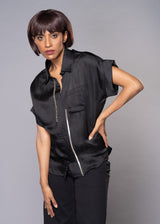 SILVER SPARKLES BLACK SHIRT - Sample Sale
