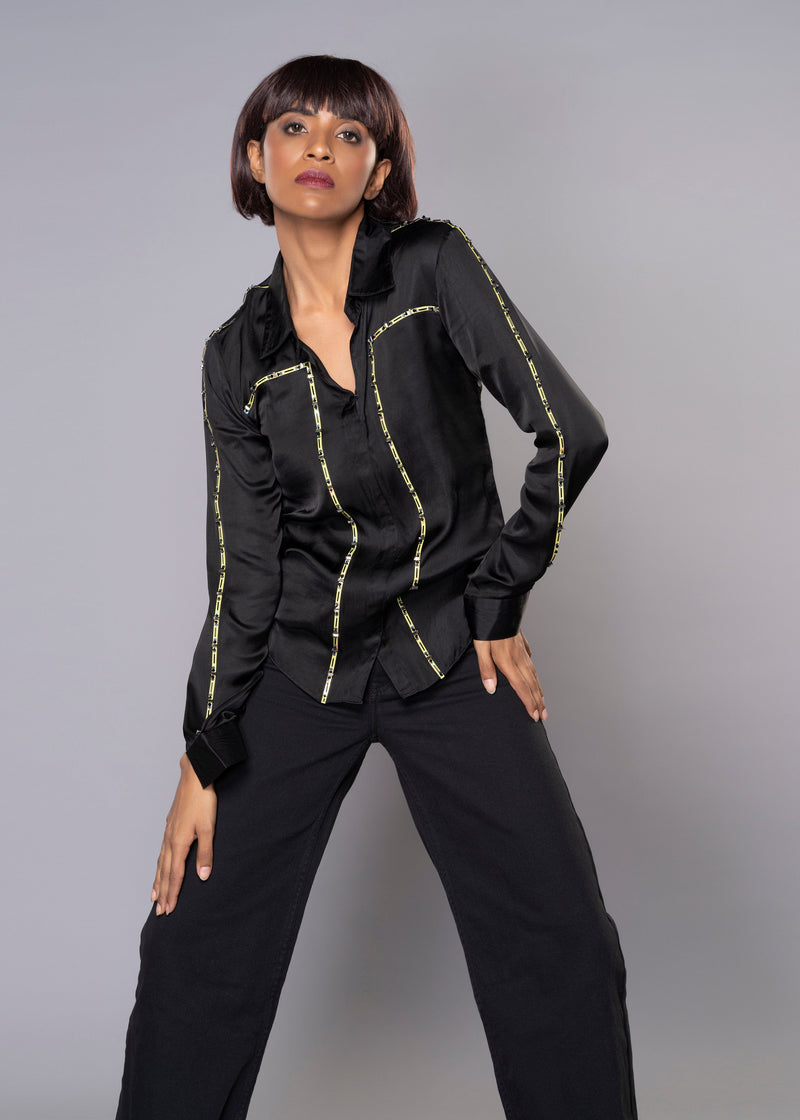 GOLDEN BLAZE BLACK SHIRT - Sample Sale