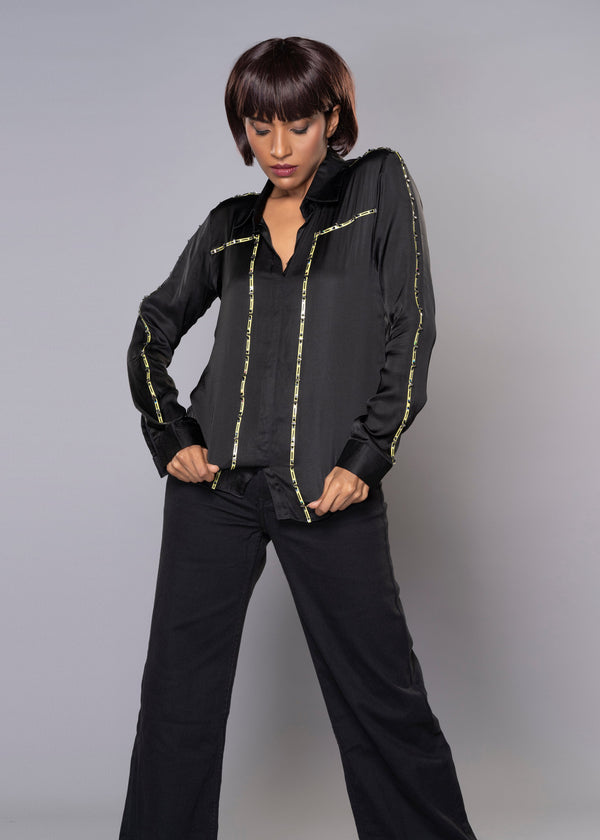 GOLDEN BLAZE BLACK SHIRT - Sample Sale