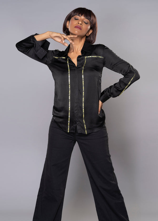 GOLDEN BLAZE BLACK SHIRT - Sample Sale