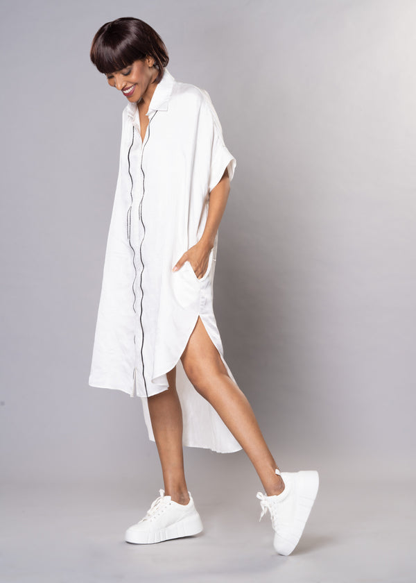 SILLY SILVER WHITE SHIRT DRESS - Sample Sale