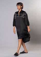 SILVER SPARKLES BLACK SHIRT DRESS - Sample Sale