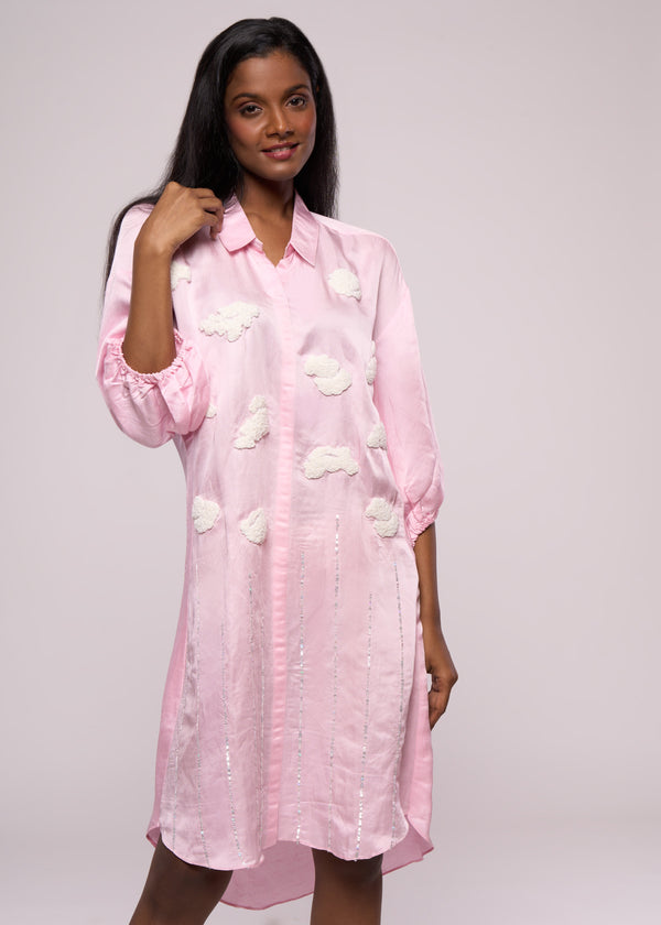ON CLOUD 9 PINK SHIRT DRESS - Sample Sale