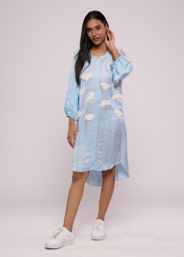 ON CLOUD 9 BLUE SHIRT DRESS - Sample Sale