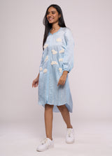 ON CLOUD 9 BLUE SHIRT DRESS - Sample Sale