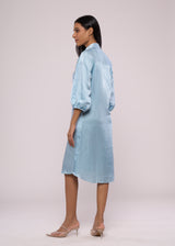 SILVER SPARKLES BLUE SHIRT DRESS - Sample Sale