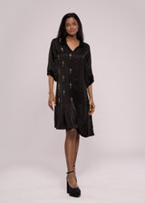 WINE GLASS BLACK SHIRT DRESS - Sample Sale