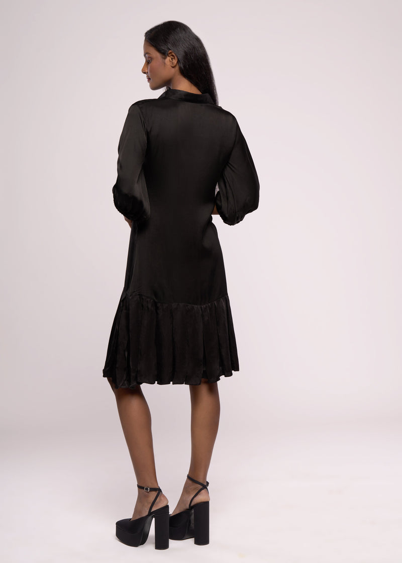 WINE GLASS BLACK SHIRT DRESS - Sample Sale