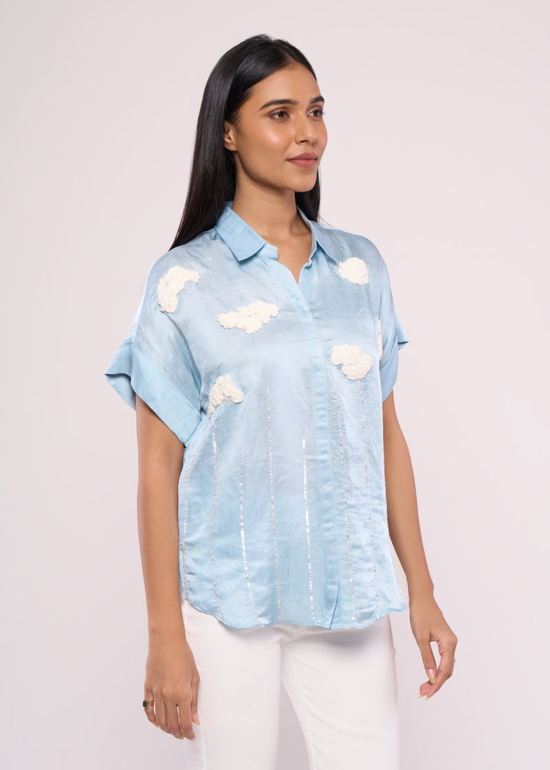 ON CLOUD 9 BLUE SHIRT - Sample Sal