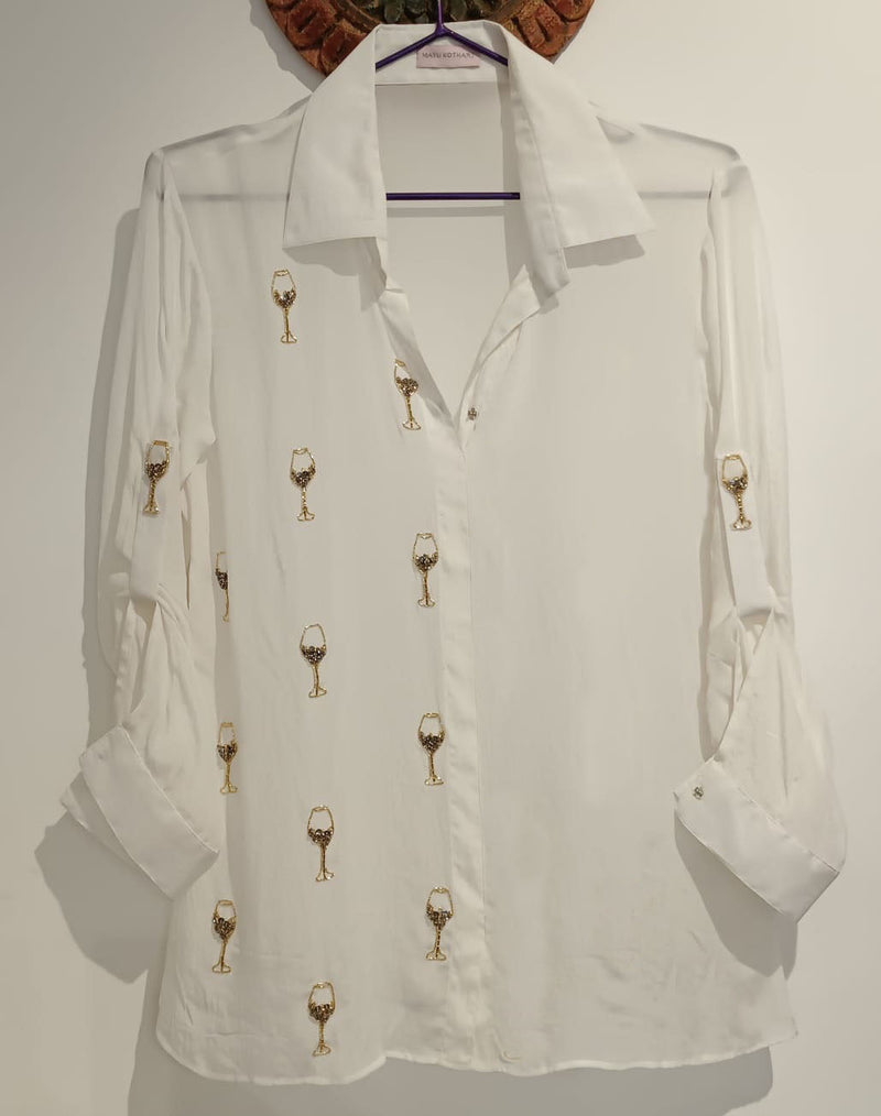 WINE GLASS WHITE SHIRT - Sample Sale
