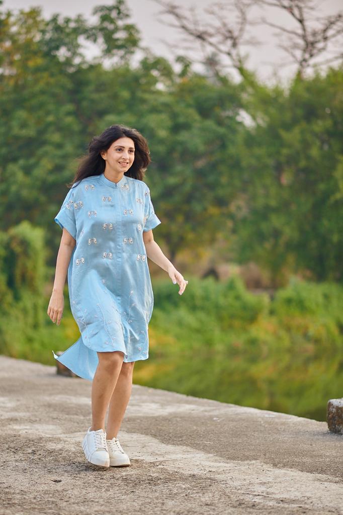 TULIP BLUE SHIRT DRESS
