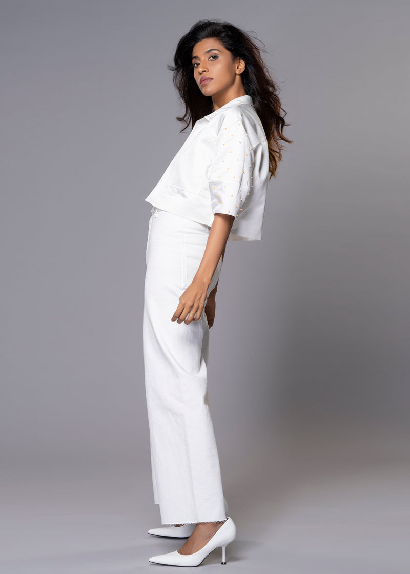 STARRY WHITE CROP JACKET