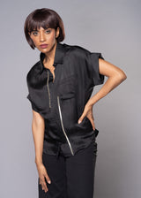 SILVER SPARKLES BLACK SHIRT