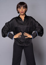 FLUTTERY BLACK SHIRT