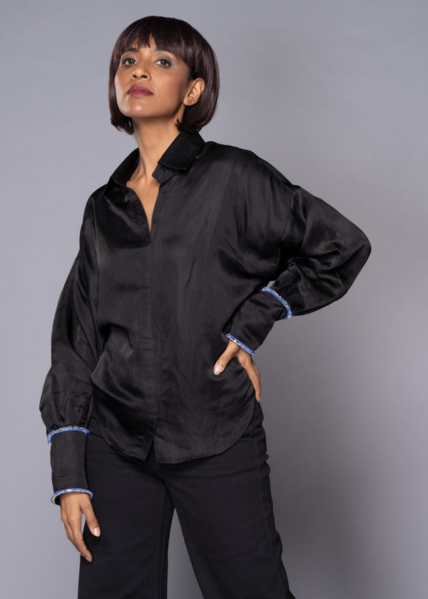 FLUTTERY BLACK SHIRT