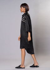 SILVER SPARKLES BLACK SHIRT DRESS