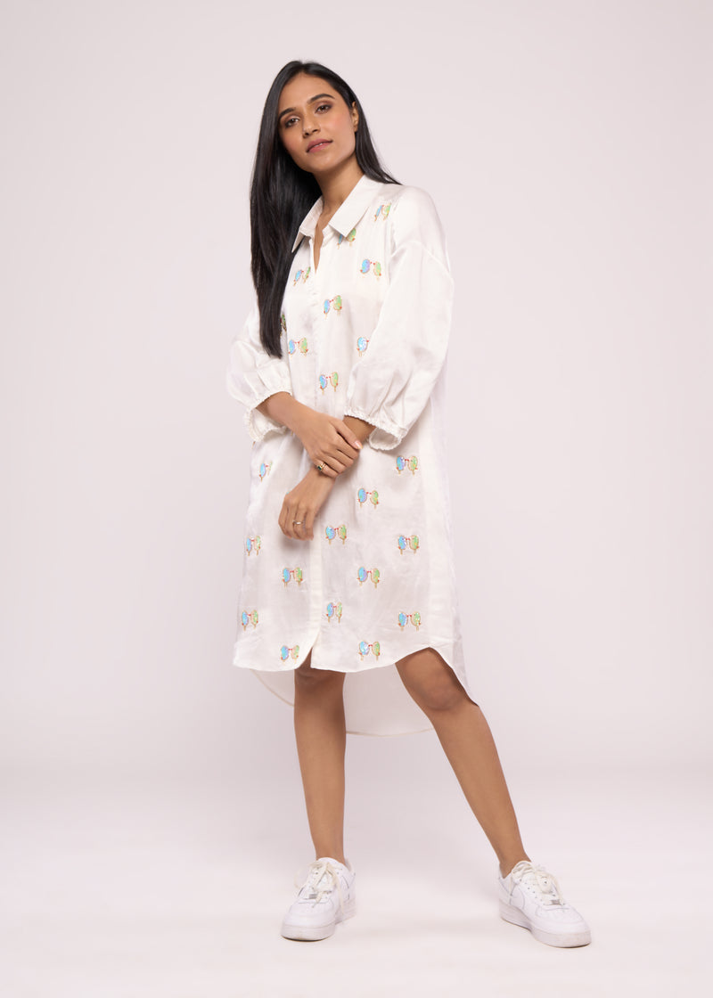 LOVEBIRD WHITE SHIRT DRESS