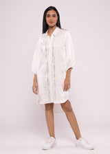 SILLY SILVER WHITE SHIRT DRESS