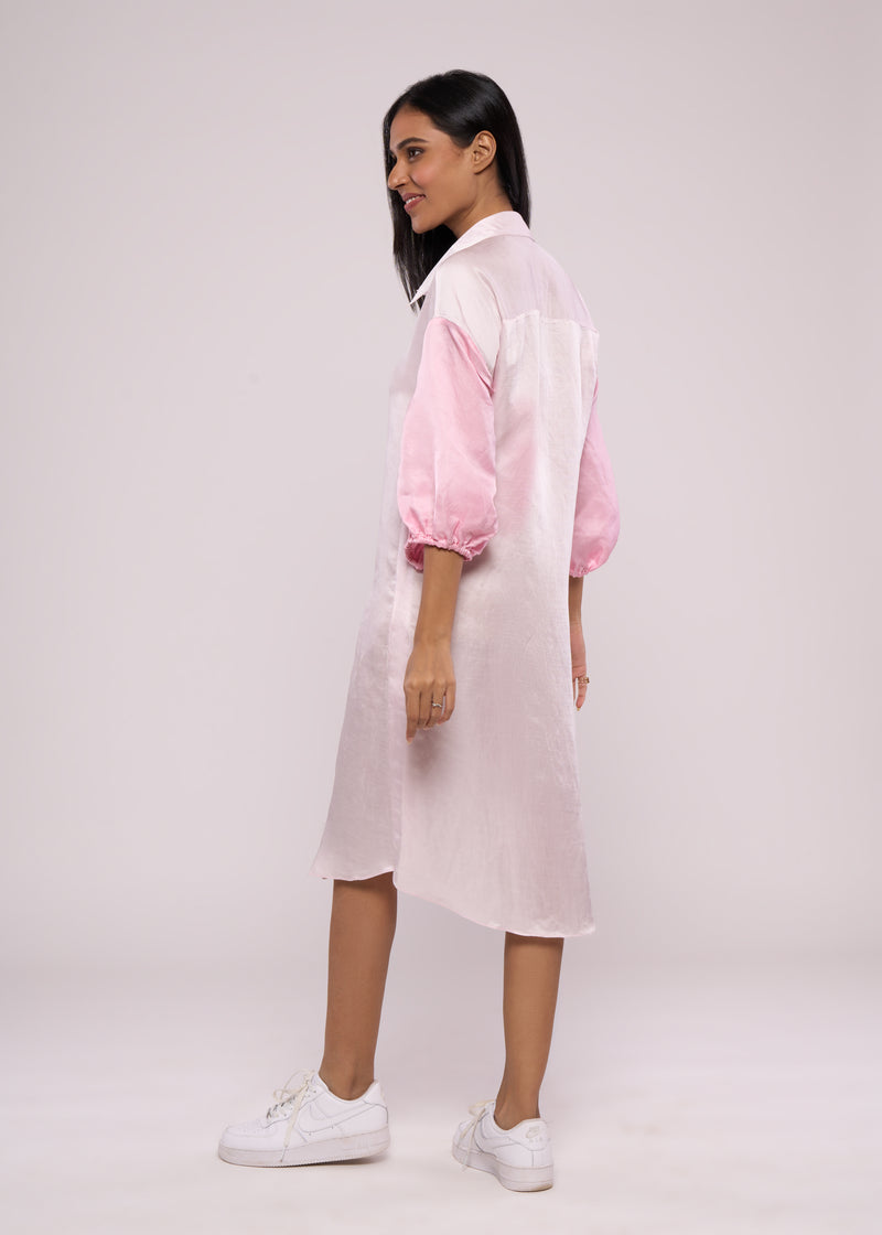 SILLY SILVER PINK BLOCK SHIRT DRESS