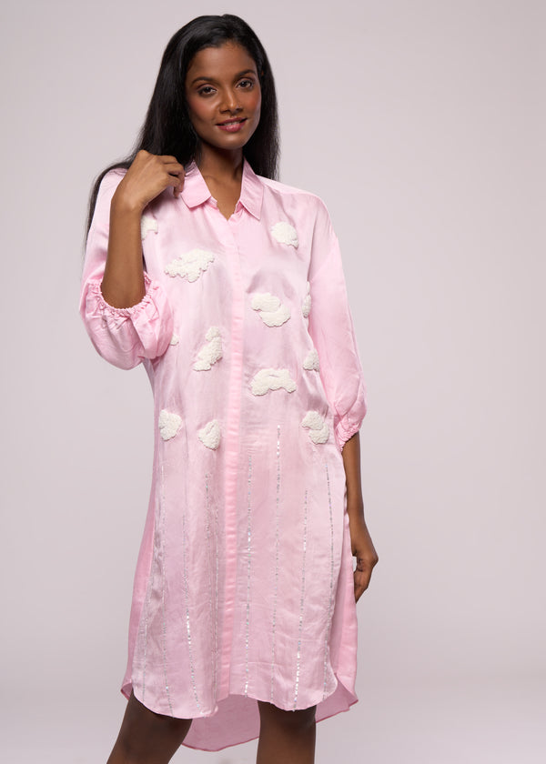 ON CLOUD 9 PINK SHIRT DRESS