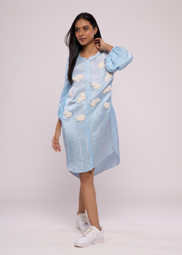 ON CLOUD 9 BLUE SHIRT DRESS