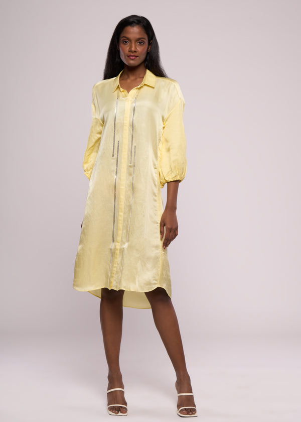 SILLY SILVER YELLOW SHIRT DRESS