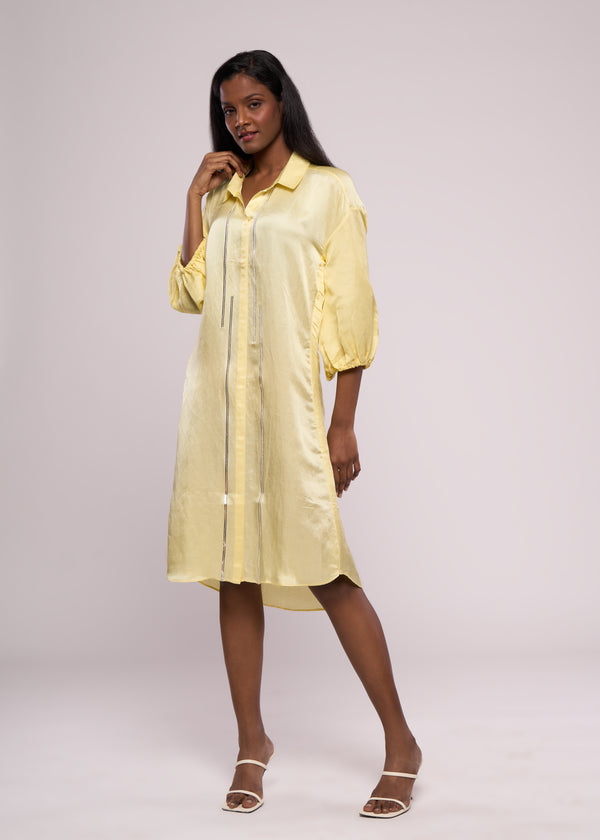 SILLY SILVER YELLOW SHIRT DRESS