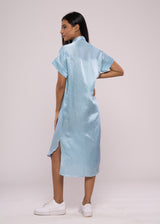 SILLY SILVER BLUE SHIRT DRESS