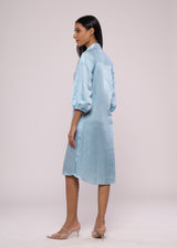 SILVER SPARKLES BLUE SHIRT DRESS