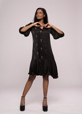 WINE GLASS BLACK SHIRT DRESS