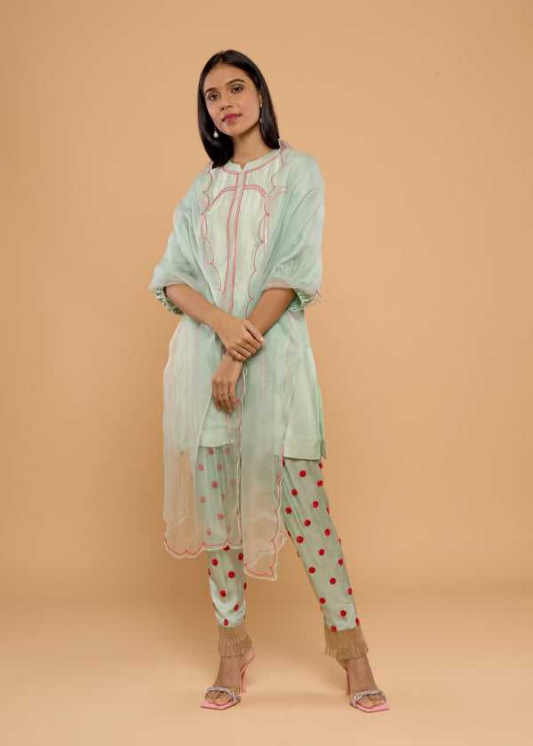 HERITAGE GREEN KURTA SET