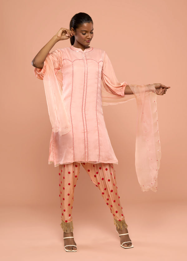 HERITAGE PEACH KURTA SET