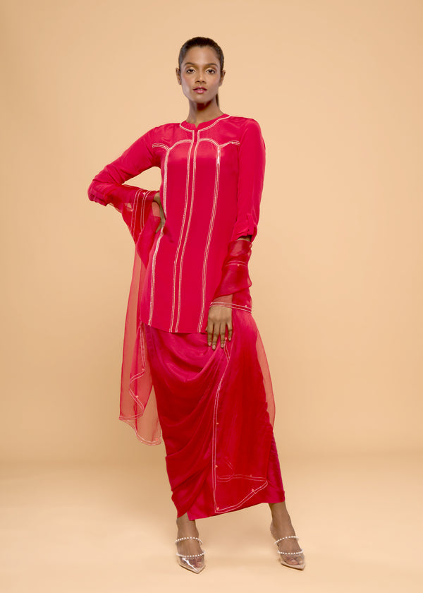 HERITAGE RED KURTA SET