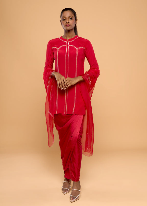 HERITAGE RED KURTA SET