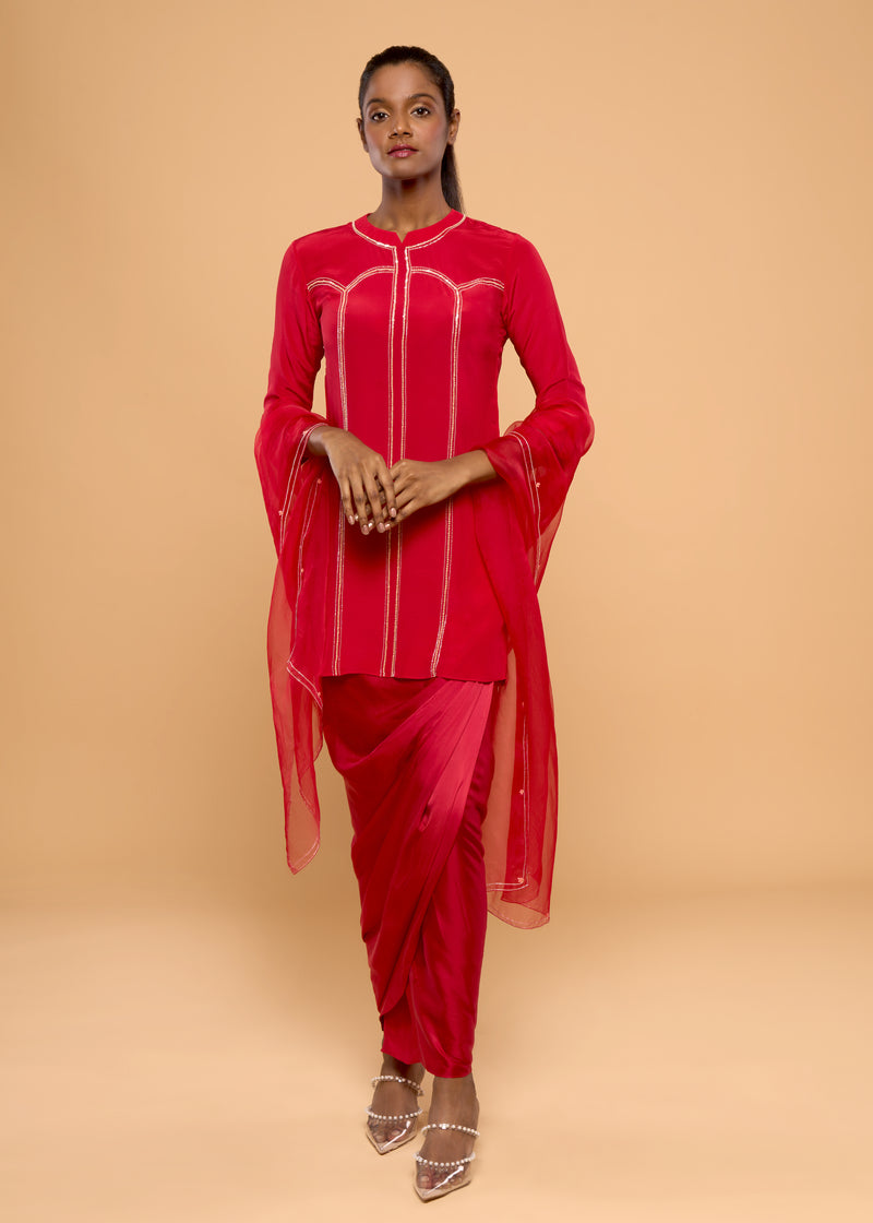 HERITAGE RED KURTA SET