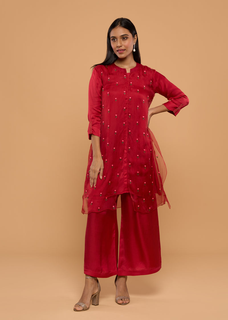 ROSE RED KURTA SET