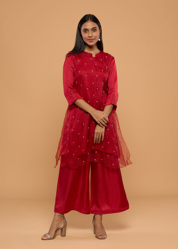 ROSE RED KURTA SET