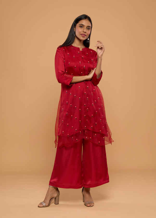 ROSE RED KURTA SET