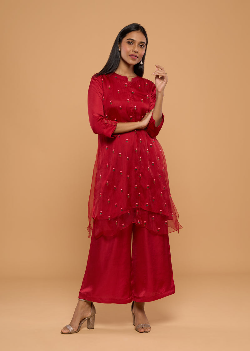 ROSE RED KURTA SET