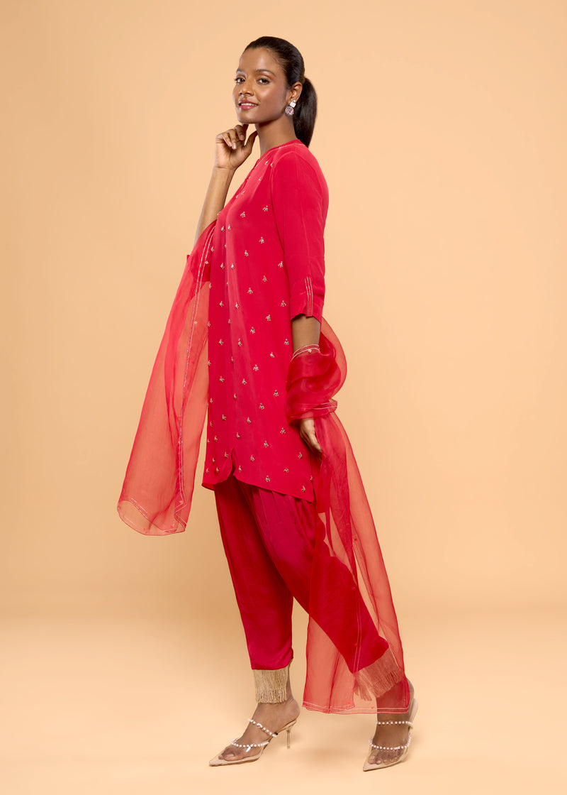 DELTA RED KURTA SET