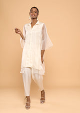 HERITAGE CREAMY ORGANZA LAYERED  KURTA SET