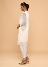 HERITAGE CREAMY ORGANZA LAYERED  KURTA SET