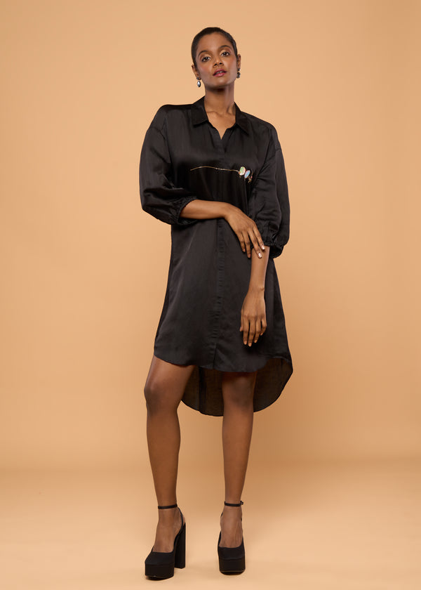 LOVEBIRD BLACK SHIRT DRESS