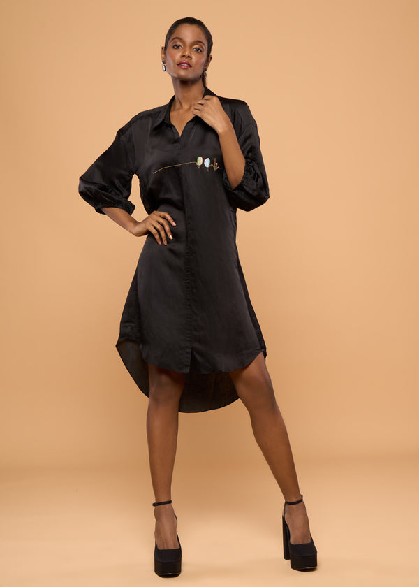LOVEBIRD BLACK SHIRT DRESS