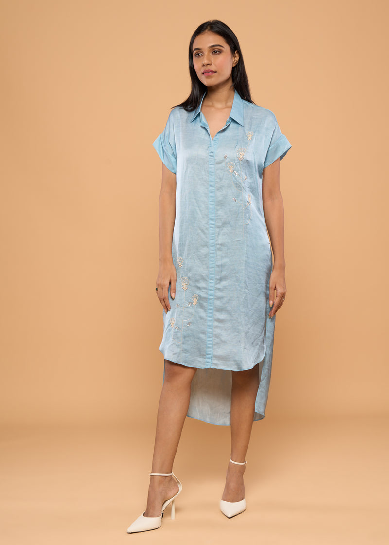 TULIP BLUE SHIRT DRESS