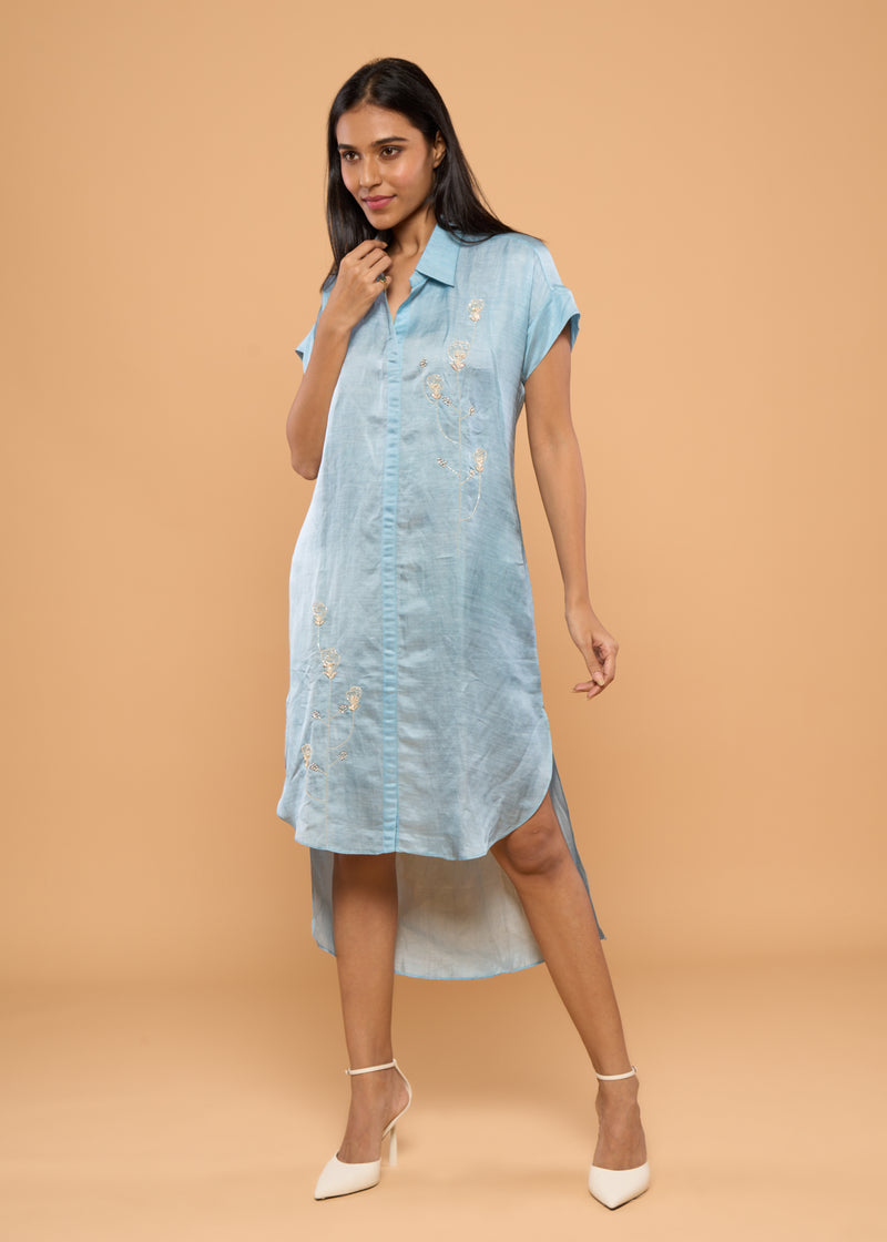 TULIP BLUE SHIRT DRESS
