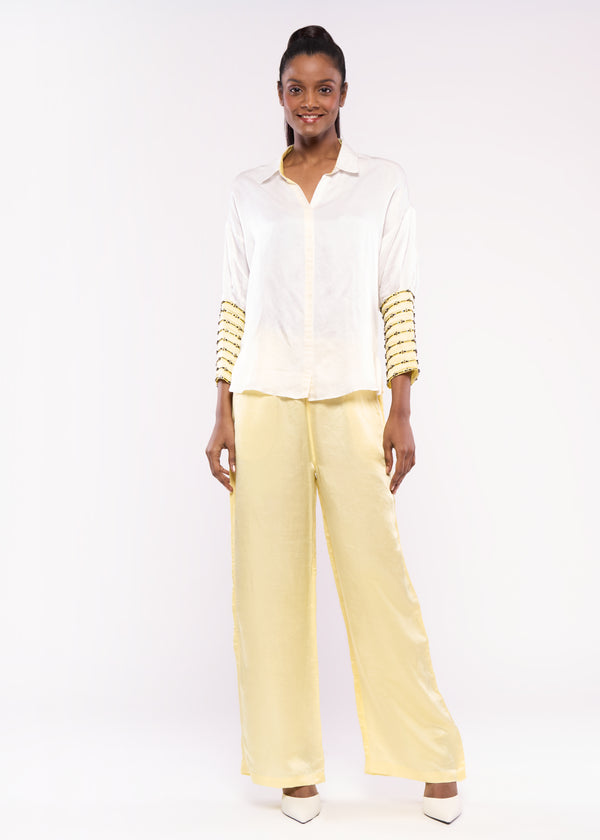 CUFF-ME-YELLOW WHITE BLOCK CO-ORD SET